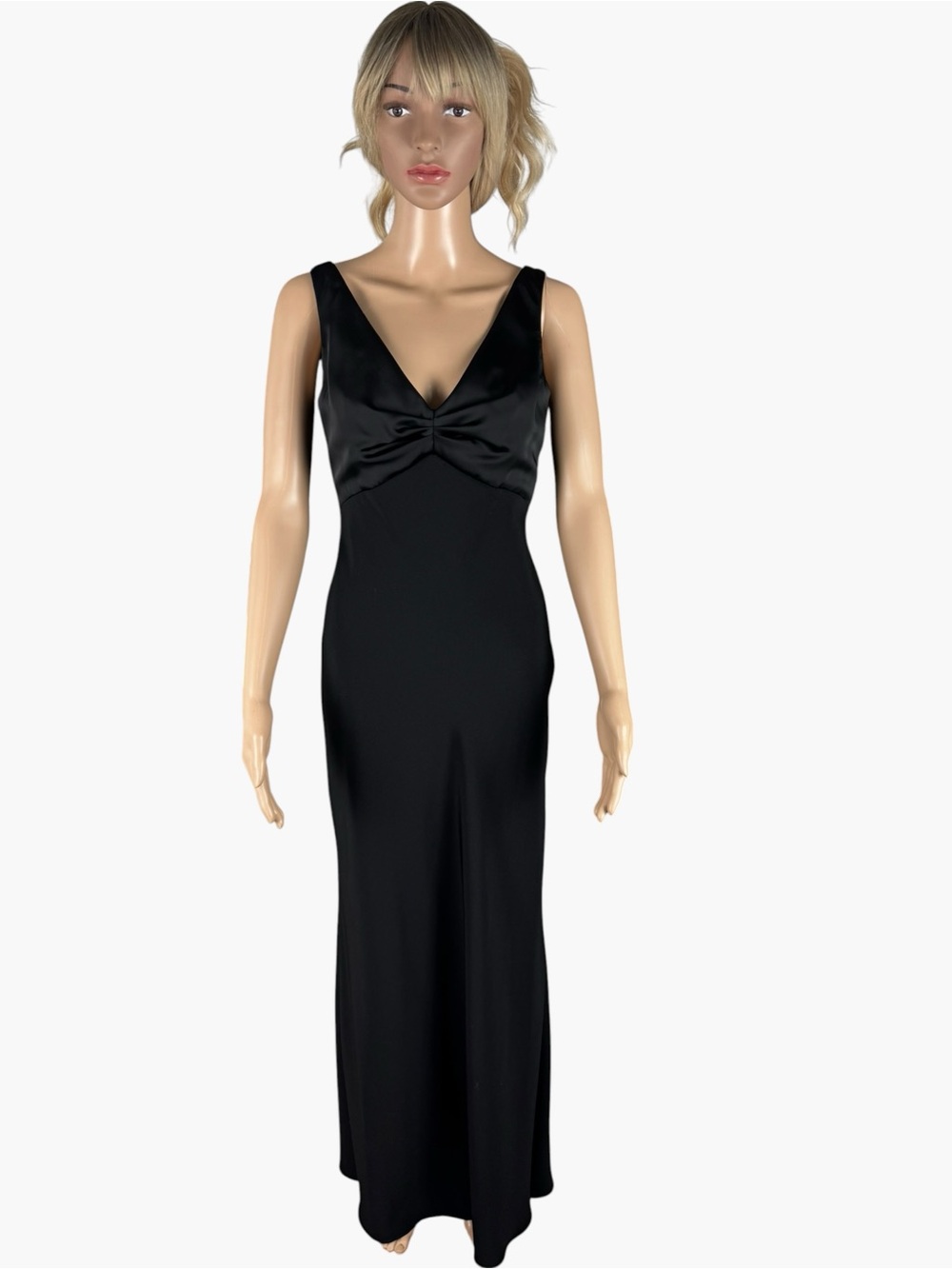Bari Jay Black Formal Gown XS Sheer Beaded Back Evening Dress